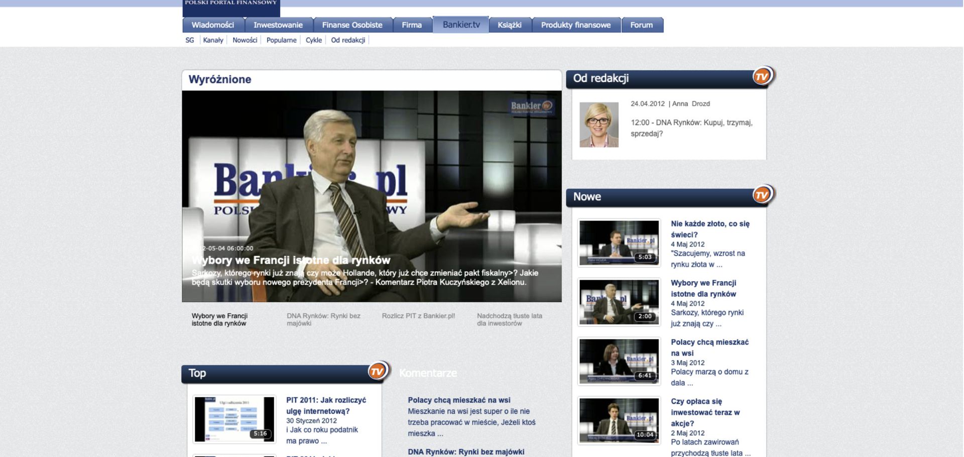 Bankier.tv design and implementation supervision (2010-14)